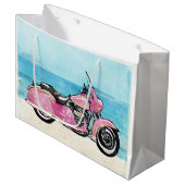ピンクオートバイオンザビーチ ラージペーパーバッグ (正面アングル)