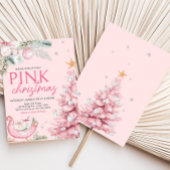 ピンクオーナメントクリスマスパーティー 招待状