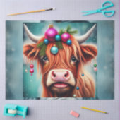 ピンクオーナメントハイランドカウデクページ紙 薄葉紙 (クラフト)