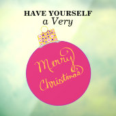 ピンクオーナメントボールメリークリスマス ウィンドウサイン (シート3)