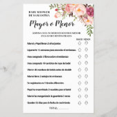 ピンクオーバーまたはベビーシャワー下バイリンガルゲームカード チラシ (裏面)