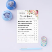 ピンクオーバーまたはベビーシャワー下バイリンガルゲームカード チラシ (シングル)