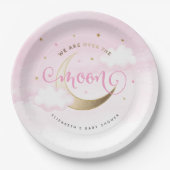 ピンクオーバーザムーン紙プレート ペーパープレート (正面)