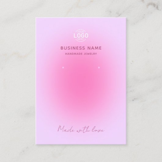 ピンクオーラモダンイヤリングスタイリッシュディスプレイカード 名刺 (正面)