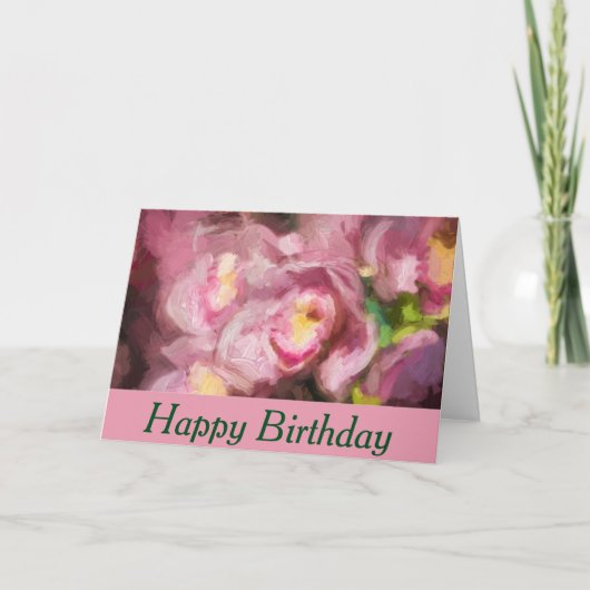 ピンクオーランズインパスト誕生日 カード (正面)