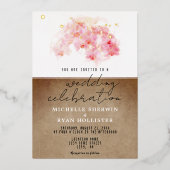 ピンクオーランズウォーターカラーオールド紙結婚ズ金ゴールド 箔招待状 (正面)