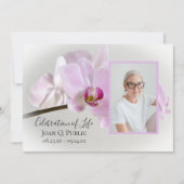 ピンクオーランズオンステムお祝い・オブ・ライフ 招待状 (正面)