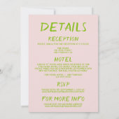 ピンクオールインワンハンド描画ケーキフレ結婚ーム 招待状 (裏面)