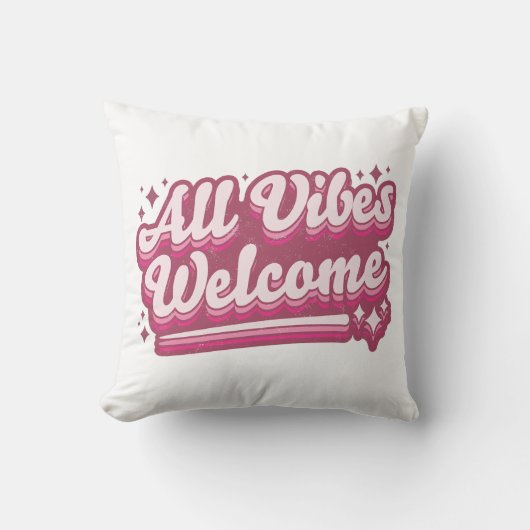 ピンクオールビーブスウェルカムタイポグラフィ クッション (正面)