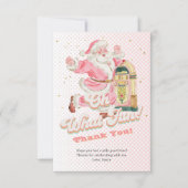 ピンクオーwhatおもしろいレトログルービーサンタクロース誕生日 サンキューカード (正面)