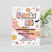 ピンクオ不気味ンハロウィーン誕生日招待状 招待状 (スタンド正面)