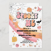 ピンクオ不気味ンハロウィーン誕生日招待状 招待状 (正面/裏面)