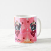 ピンクオ縁どレンジコリーバレンタインデーのギフトドッグ コーヒーマグカップ (正面右)