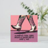 ピンクカウガールコケッテーブーツバチェロレッテ 招待状 (スタンド正面)