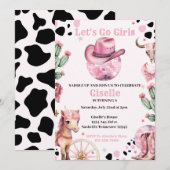 ピンクカウガールディスコバースデー 招待状 (正面/裏面)
