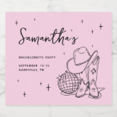 ピンクカウガールディスコ ラストロデオ ブライズメイドパーティー スパークリングワインラベル (シングルラベル)