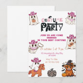 ピンクカウガールハロウィンコスチュームパーティー 招待状 (正面/裏面)