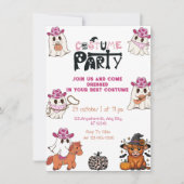 ピンクカウガールハロウィンコスチュームパーティー 招待状 (正面)