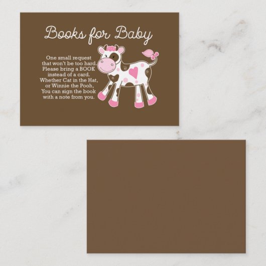 ピンクカウガール赤ちゃんシャワーブックリクエストカード エンクロージャーカード (正面/裏面)