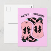 ピンクカウガール ウエスタンブーツ ランチ カウボーイ 誕生日 ポストカード (正面/裏面)