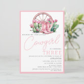 ピンクカウガール ウエスタン サボテン バースデーパーティー 招待状 (スタンド正面)