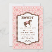 ピンクカウガール | 馬のシルエット | 誕生日   招待状 (正面)