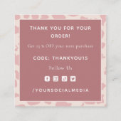 ピンクカウスポットアニマルプリントサンキューシモダンック スクエア名刺 (裏面)