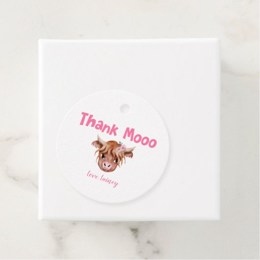 ピンクカウズテーマ誕生日パーティー フェイバータグ (インサイチュ)