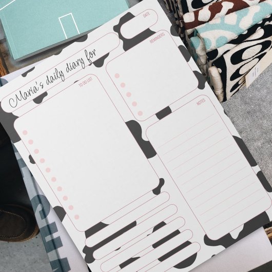 ピンクカウデイリープランナーノートとTo Doリスト ノートパッド