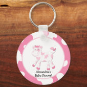 ピンクカウファームテーマカスタムキーチェーン キーホルダー (正面)