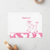 ピンクカウフラットサンキューノート ノートカード (正面/裏面インサイチュ)