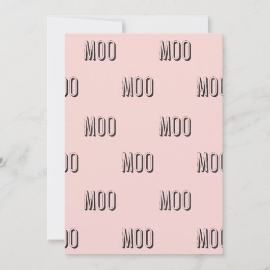 ピンクカウベビーシャワー招待状 |水色の牛 招待状 (裏面)