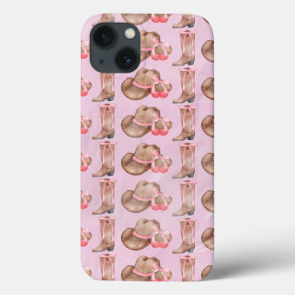 ピンクカウボーイハットとブーツコケット iPhone 13ケース
