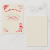 ピンクカウボーイブーツ女性のカーボーイベビーシャワーブックリクエスト エンクロージャーカード (正面/裏面)