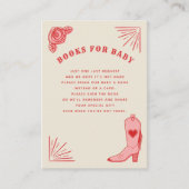ピンクカウボーイブーツ女性のカーボーイベビーシャワーブックリクエスト エンクロージャーカード (正面)