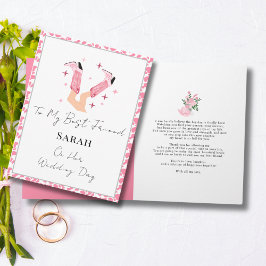 ピンクカウボーイブーツ&バブリーおめでとう花嫁 カード