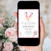 ピンクカウボーイブーツ&バブリーブライダルシャワーシャワー 招待状