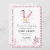 ピンクカウボーイブーツ&バブリーブライダルシャワーシャワー 招待状 (正面)