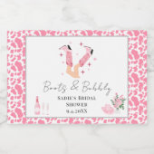 ピンクカウボーイブーツ&バブリーブライダルシャワー スパークリングワインラベル (シングルラベル)