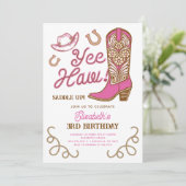 ピンクカウボーイブートイエハウロデガーリーオ誕生日 招待状 (スタンド正面)