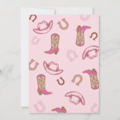 ピンクカウボーイブートイエハウロデガーリーオ誕生日 招待状 (裏面)