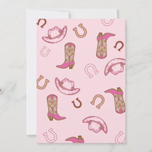 ピンクカウボーイブートイエハウロデガーリーオ誕生日 招待状 (裏面)