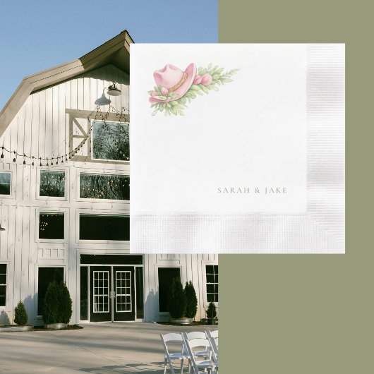 ピンクカウボーハット ラスティックウェディング コクテイル 縁ありカクテルナプキン