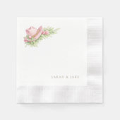 ピンクカウボーハット ラスティックウェディング コクテイル 縁ありカクテルナプキン (正面)