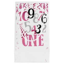 ピンクカウントダウンから1への抱き枕 スモールペーパーバッグ