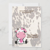 ピンクカウープリントベビーシャワー招待状 招待状 (裏面)