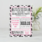 ピンクカウープリント女性のカーボーイバチェロレッテ招待状 招待状 (スタンド正面)