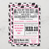 ピンクカウープリント女性のカーボーイバチェロレッテ招待状 招待状 (正面/裏面)