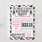 ピンクカウープリント女性のカーボーイ誕生日招待状 招待状 (正面)