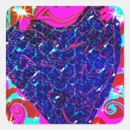 ピンクカエル保持ハートシール スクエアシール (正面)